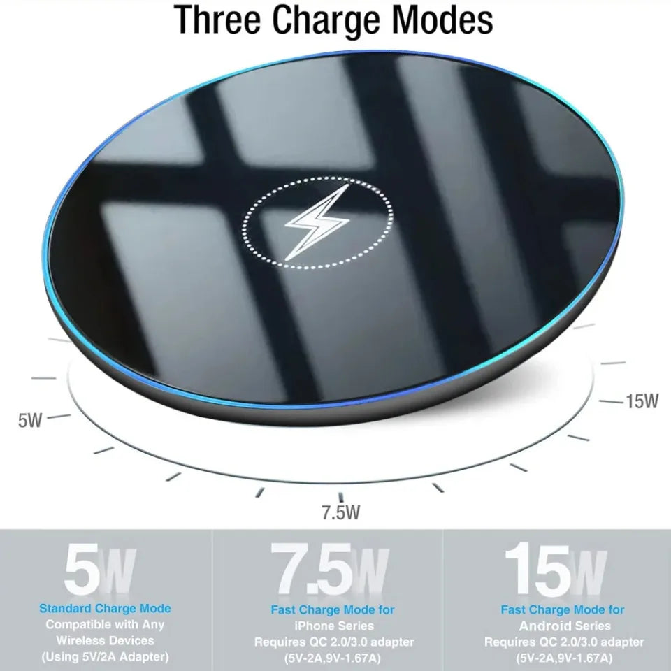 15W Fast Wireless Charger Pad Universal Wireless Charging Station For Magsafe iPhone 17 16 15 14 13 12 Pro Max Samsung S20-S25