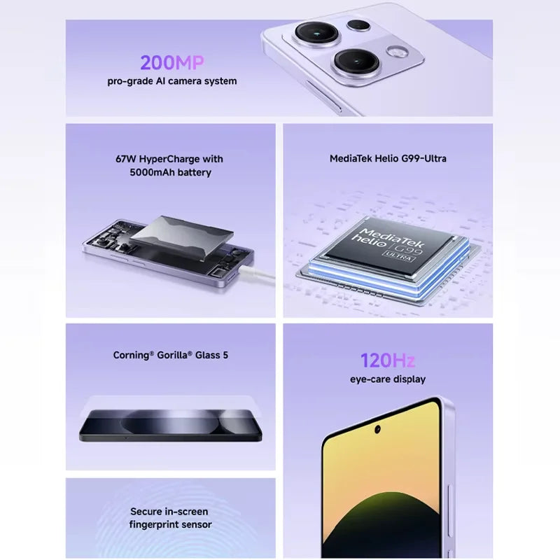 Global Version Redmi Note 14S MediaTek Helio G99 Ultra 200MP pro grade Al camera system 6.67" AMOLED 120Hz Display 5000mAh