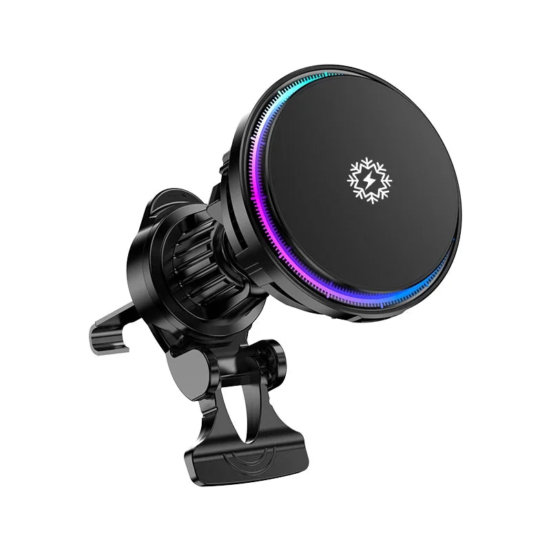 Ice Cooling Magnetic Wireless Car Charger Fast Charging Station for iPhone 17 16 15 14 13 Pro Max MacSafe Car Phone Holder Stand