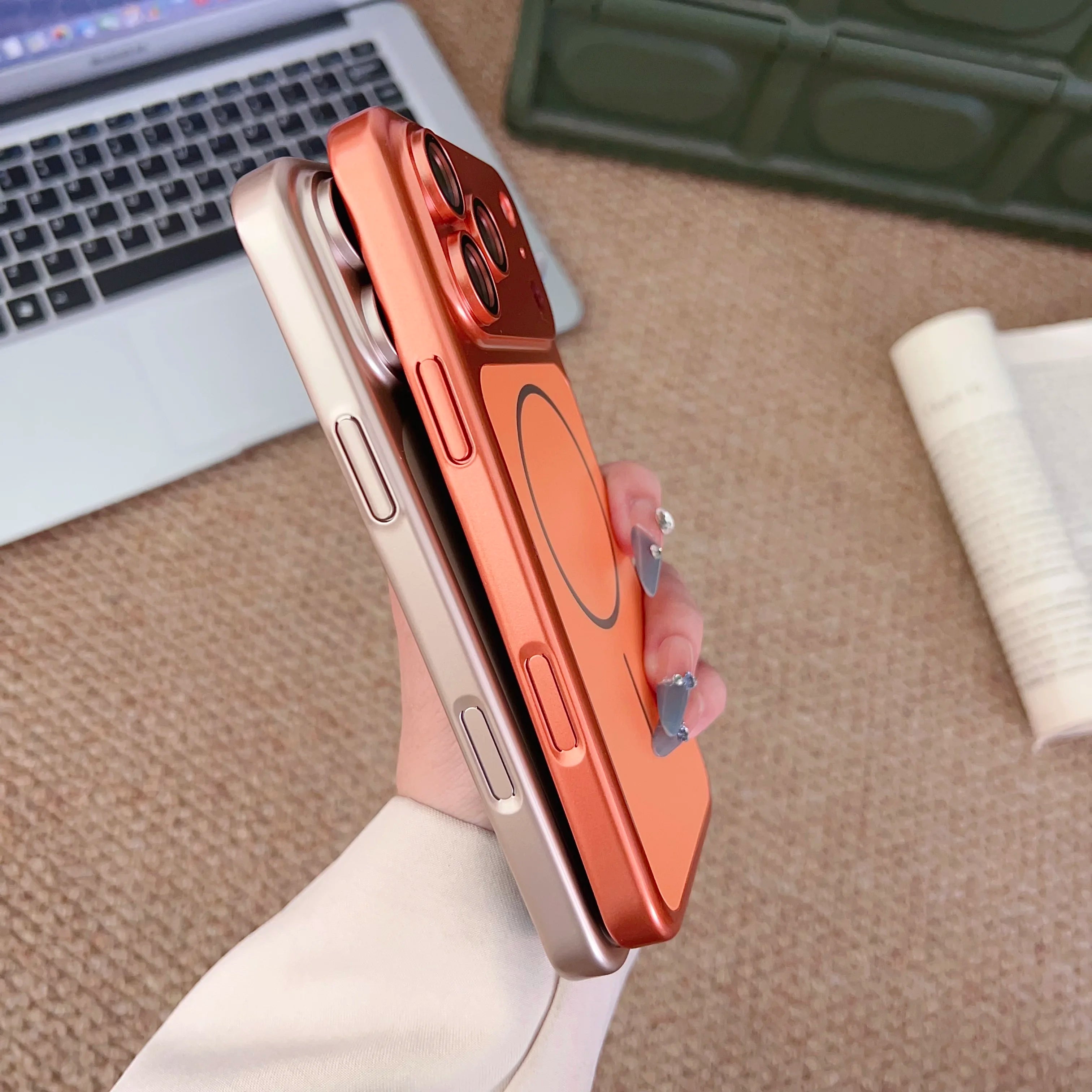 Instantly Change 17 Ultra Thin Metallic Paint Magnetic Case For iPhone 17 16 15 14 13 Pro Max Lens Protector For Magsafe Cover