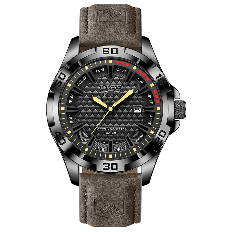 LIGE Man Luxury Brand Watch Waterproof Luminous Date Men's Quartz Wristwatch Stainless Steel Fashion Sports Men Watches