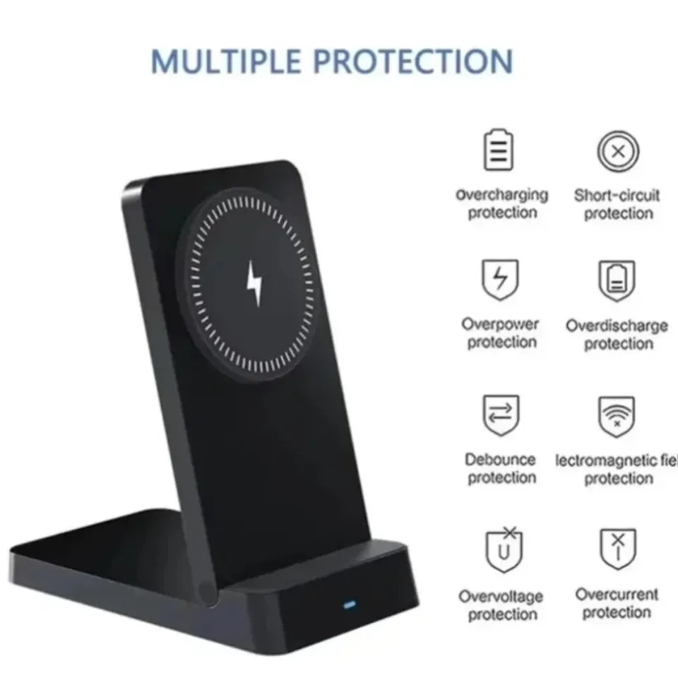Foldable Magnetic Wireless Charging Stand Auto Adsorption Anti-slip for Desktop Office Home Travel for iPhone17 16 15 14 Charger