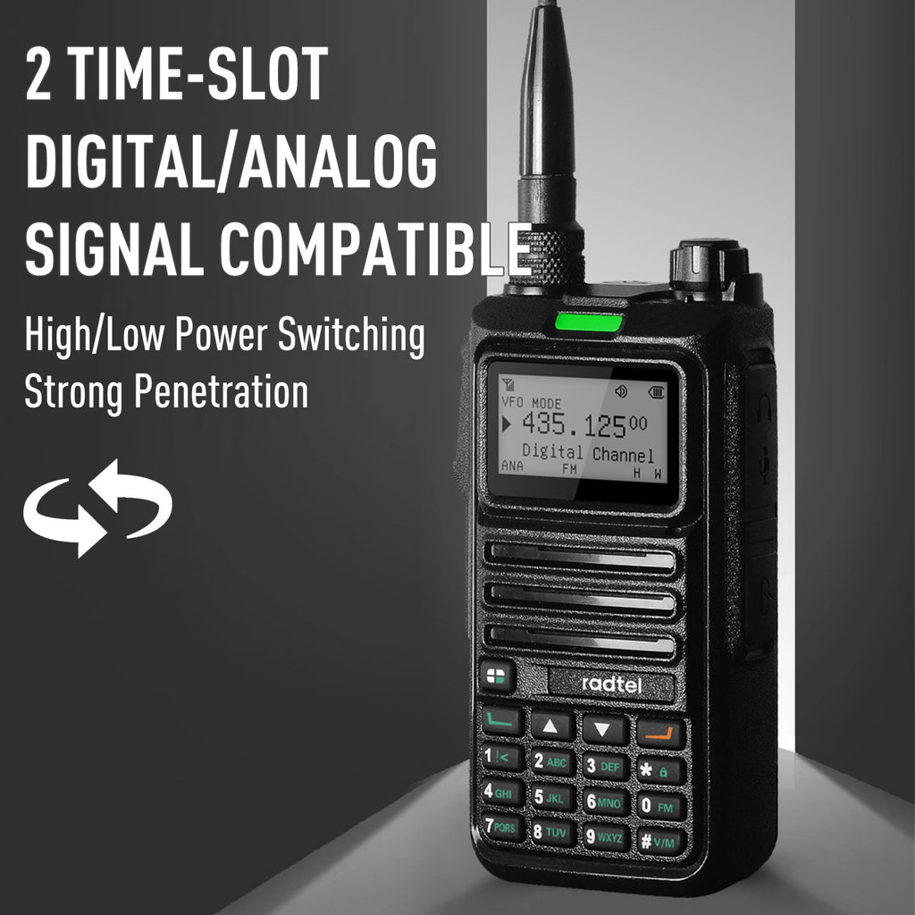 Radtel RT-4D DMR Radio Digital Walkie Talkie Dual Mode Analog Two Way Radio Dual Time Slot Ham Radio 1024 Channels