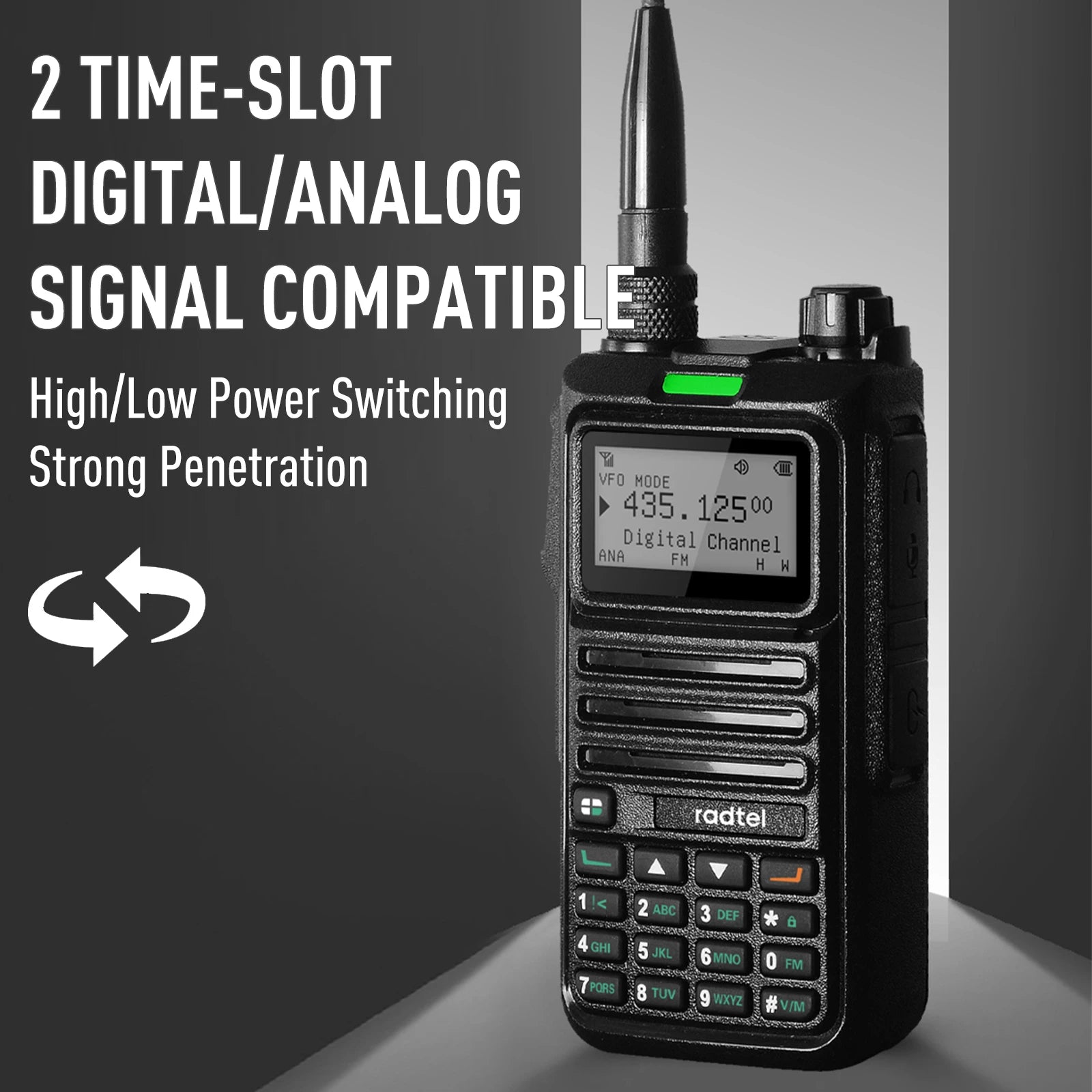 Radtel RT-4D DMR Radio Digital Walkie Talkie Dual Mode Analog Two Way Radio Dual Time Slot Ham Radio 1024 Channels