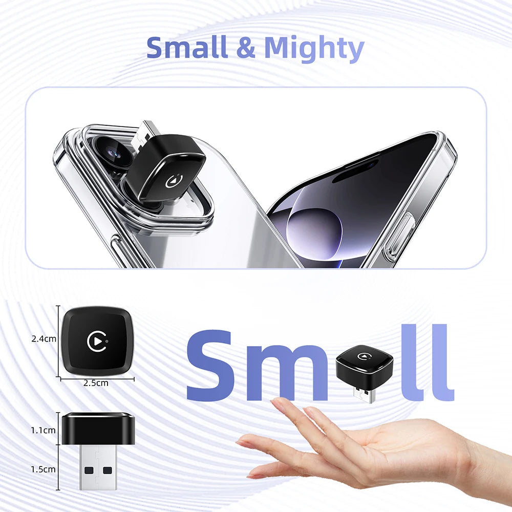 Smallest LEXXSON Wireless CarPlay Adapter MINI Ultra Android Auto Box USB Dongle Plug and Play for OEM Car Seamless Connection