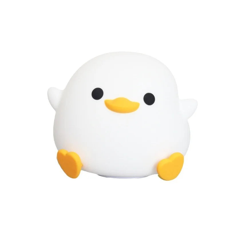 Cute Duck Cartoon Animals Silicone Lamp LED Night Light  for Children Kid Touch Sensor Timing USB Rechargeable for Birthday Gift