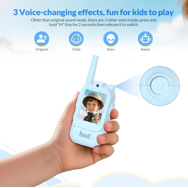 Video Walkie Talkies for Kids 2 Pack Rechargeable Intercom Walkie-talkie Cute 2 Inch Screen One-Click Call For Kids Gifts