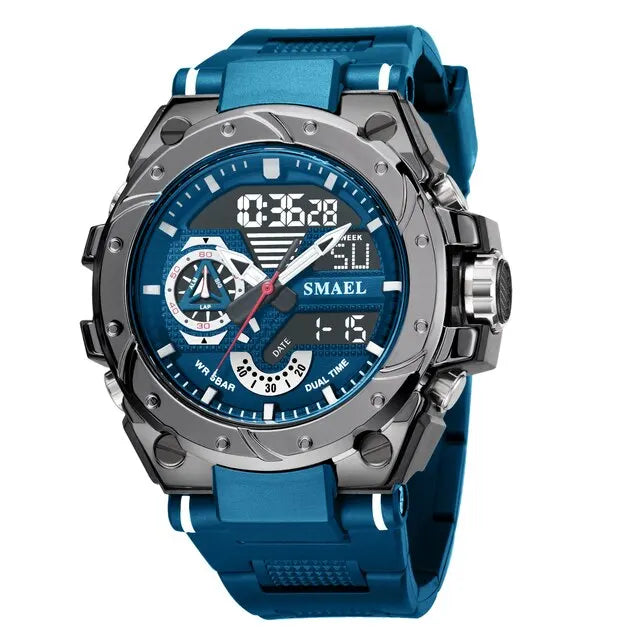 SMAEL Sport Quartz Watches LED DisplayShock Resistant 50M Waterproof Alarm Clock Analog Digitals 8060 For Men
