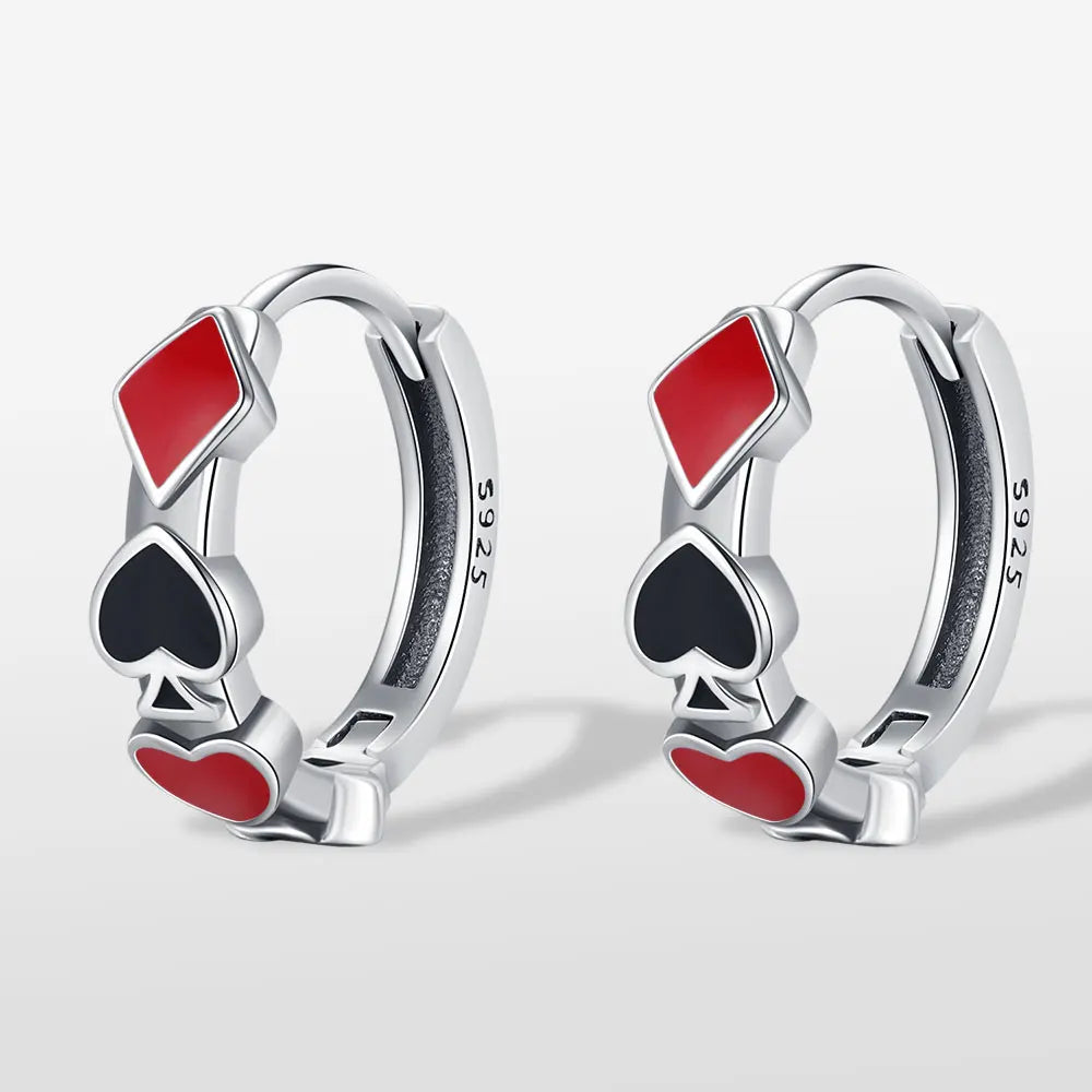 2025 925 Sterling Silver Earrings Poker Suit Earrings Original Earrings For Ladies Fashion Friends Party Daily Wear Gift