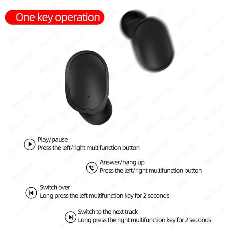 For Xiaomi Original TWS Wireless Bluetooth Earphones Sport Earbuds Noise Cancelling Headsets For Redmi Airdots iPhone Headphones