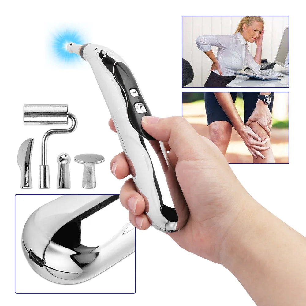 5 Heads Electronic Acupuncture Pen Acupoint Massage Laser Energy Meridian Pen Physiotherapy Instrument Pulse Point Body Massager
