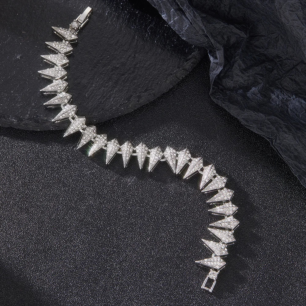 New Hip Hop Shiny Cuban Link Chain Bracelet Women Men Gold Color Rhinestone Iced Out Chain Bracelets Punk Wristband Jewelry Gift