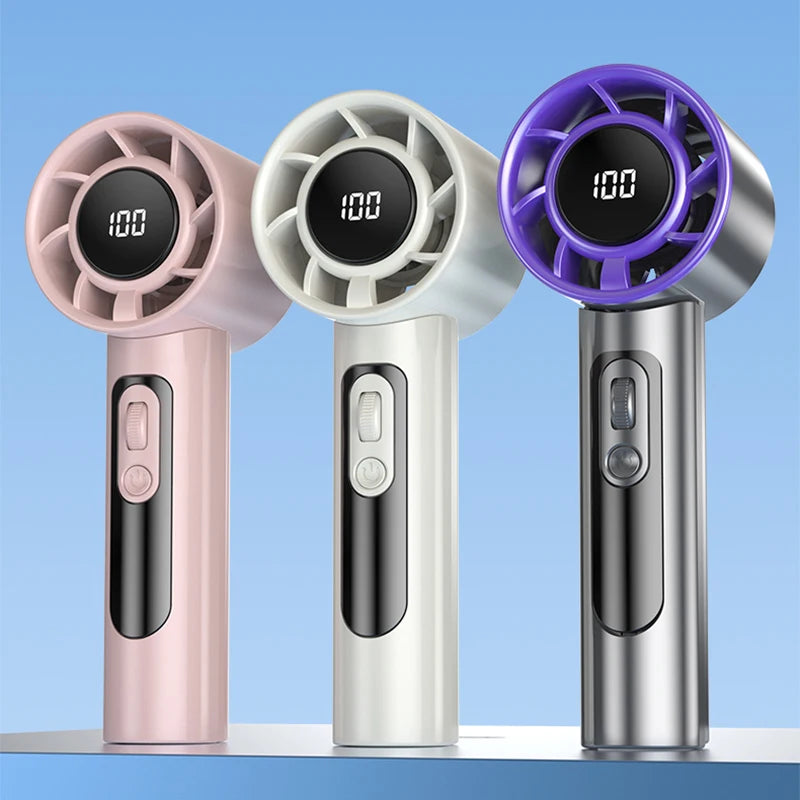 Lenovo Handheld Fan 100 Speeds Adjustable USB Rechargeable Mini Turbo High Speed Cooling Fan for Outdoor Travel Office Home New