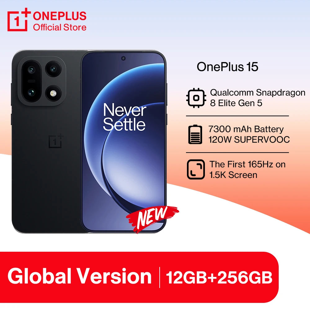 World Premiere OnePlus 15 Global Version Smartphone Snapdragon 8 Elite Gen 5 165Hz Display 7300mAh Battery 120W SUPERVOOC Charge