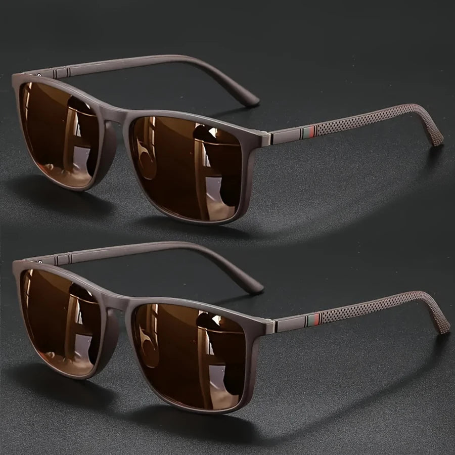 2pcs Luxury Square Vintage Polarized Cycling Sunglasses Men Women Fashion Travel Driving Fishing Sun Glasses Male Eyewear UV400