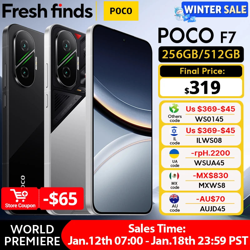 【World Premiere】POCO F7 5G Global Version Snapdragon® 8s Gen 4 NFC 6.83 1.5K AMOLED Display 50MP Camera OIS 6500mAh Smartphone