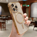 Luxury Electroplate For Magsafe Wireless Charge Phone Case For iPhone 17 Air 16 15 13 12 11 Pro Max 14 Soft Bumper Glitter Cover