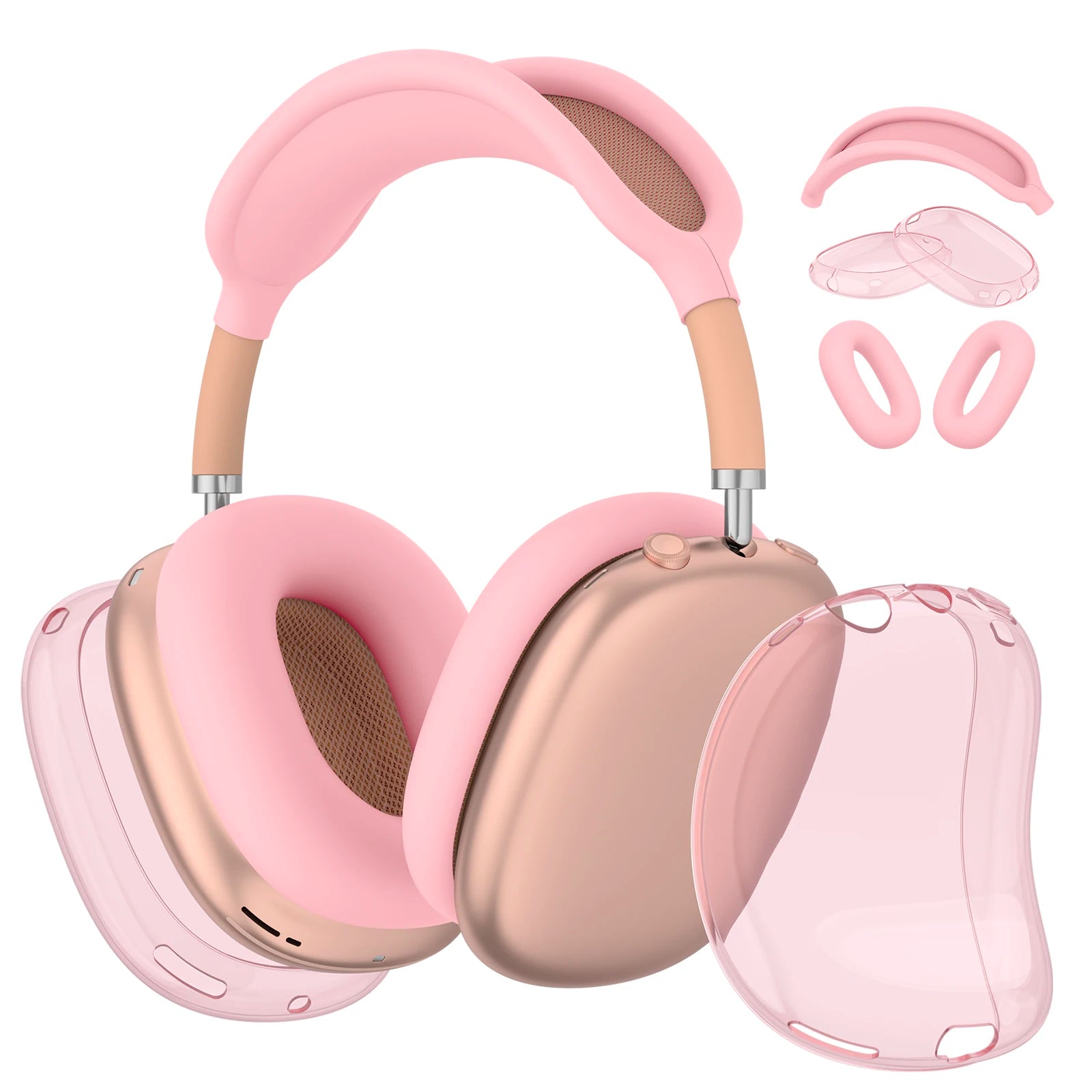 4 in 1 Clear Silicone TPU Case For AirPods Max Shockproof Ear Pad Ear Cups Headband Cover Ear Cushion/Ear Muff Protector
