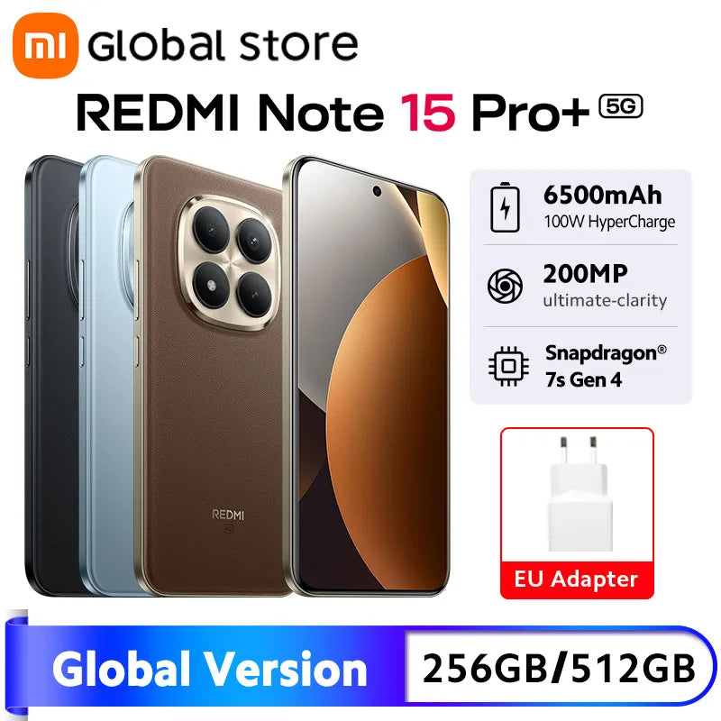 Global Version Xiaomi Redmi Note 15 Pro Plus 5G Smartphone Snapdragon 7s Gen 4 NFC 6500mAh 100W 6.83" CrystalRes AMOLED display