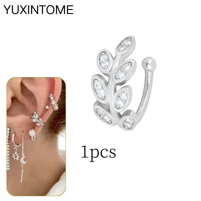 1PC Punk Ear Cuff Plated 24K Gold/925 Silver Conch Clip Earrings For Women Climbers No Piercing Fake Cartilage Earrings