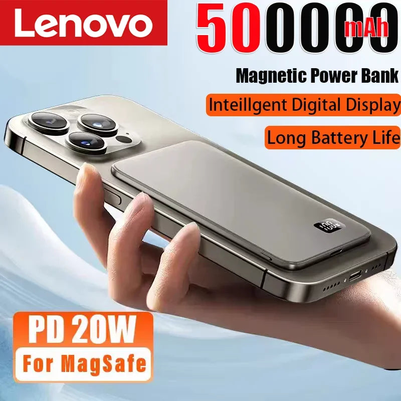 Lenovo Large Capacity Magnetic Power Bank  20W Wireless Fast Portable Charger for Magsafe Powerbank for iPhone Samsung 2026 New