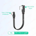 Flat Flexible Straight&Up & Down & Left & Right Angled 90 Degree USB Male to Type C Male Charging and Data Cable 10CM 30CM 50CM