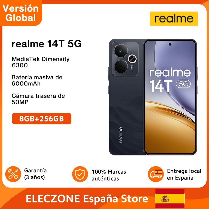 【Brand+】realme 14T 5G Smartphone MediaTek Dimensity 6300 6.67“ OLED Display 6000mAh Battery Next AI IP69 Water Resistant