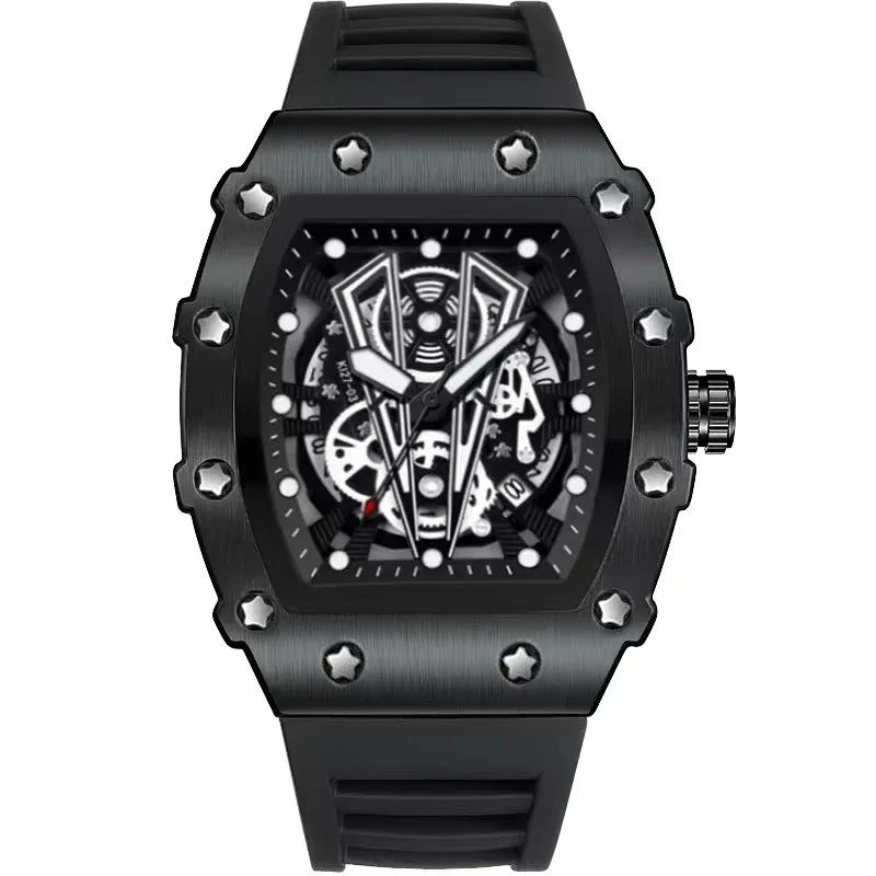 Luxury Quartz Men’s Wristwatch Male Watch for Man Watches Non-Mechanical Trend Automatic Calendar Hollow Dial Waterproof Clock