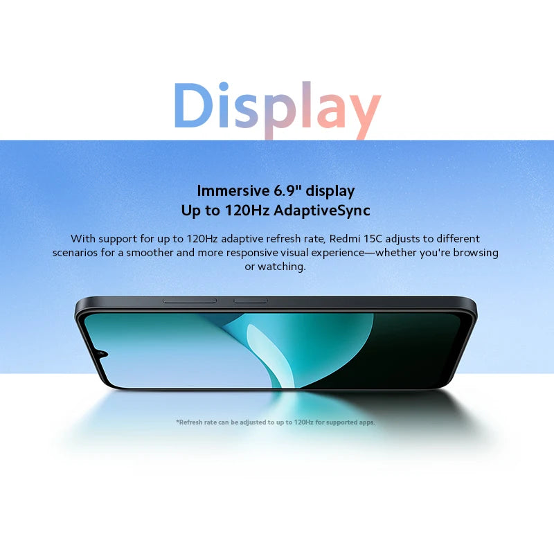 Global Version Xiaomi Redmi 15C Smartphone 120Hz 6.9" Dot Drop display 50MP main camera 33W charging MediaTek Helio G81-Ultra