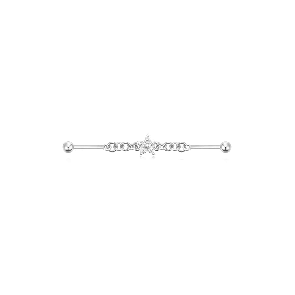 Aide 925 Sterling Silver Dangling Piercing Barbell Star Industrial Earring Tragus Cartilage Fine Jewelry DIY Industrial Rings