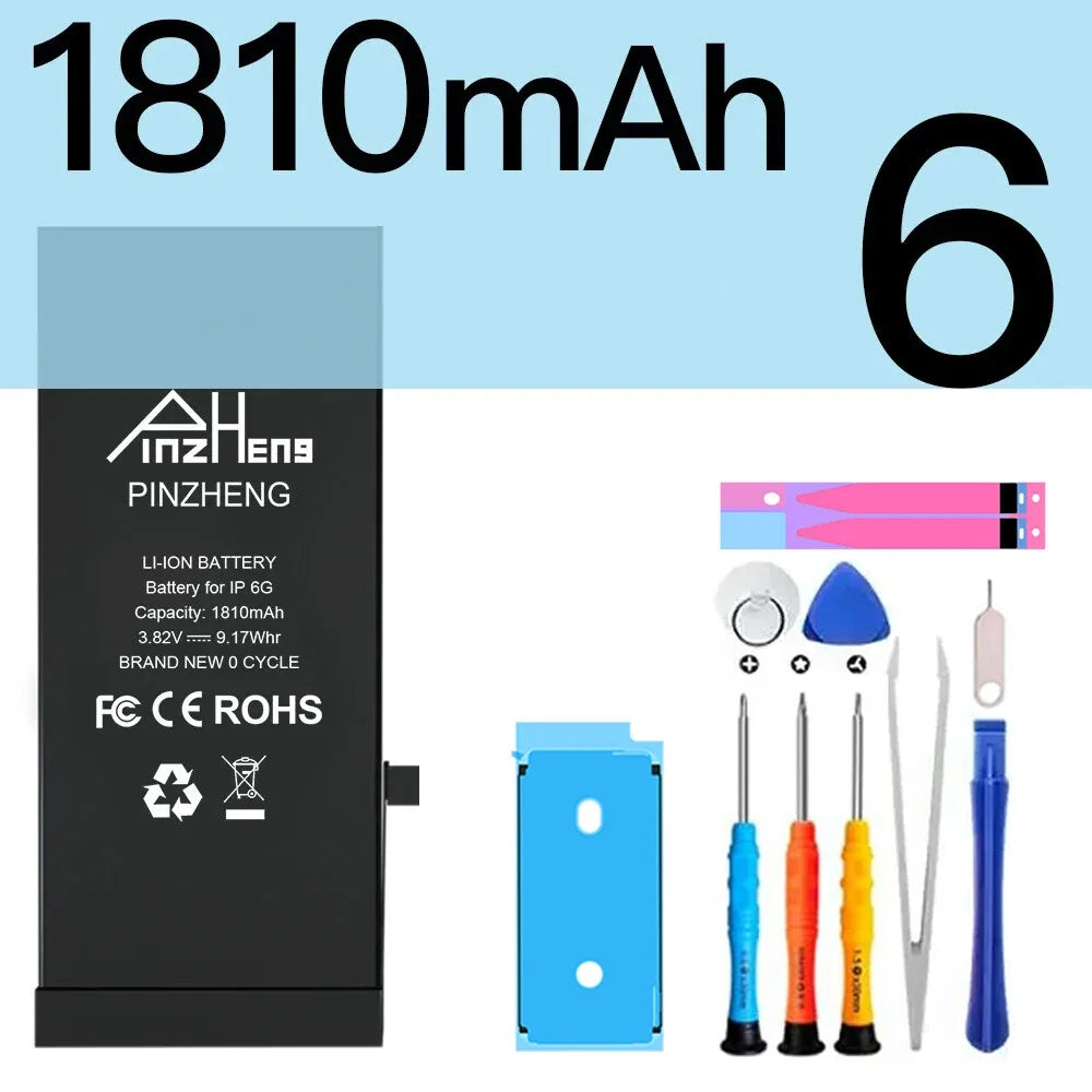 PINZHENG Real High Capacity Battery For iPhone 5S SE 6 6S 7 8 Plus X Xr Xs Max Phone Replacement Bateria Warranty One Year
