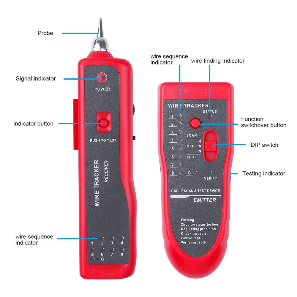 kebidumei LAN Network Cable Tester Cat5 Cat6 RJ45 UTP STP Line Finder Wire Tracker Tracer Diagnose Tone Distance Cable Tester