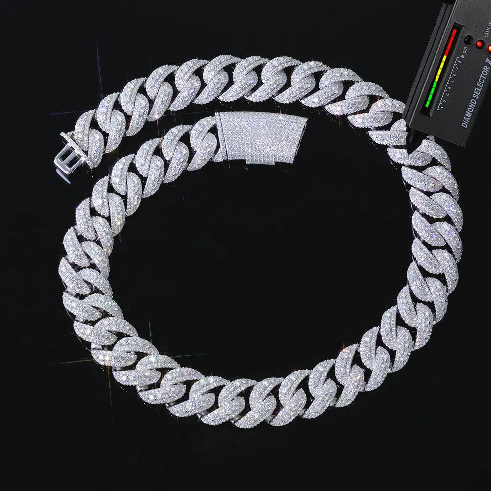 ESKEEM New Style Custom 22mm Moissanite Cuban Chain Necklace Hip Hop Fine Jewelry Bling Iced Out VVS1 Bracelet for Men Women