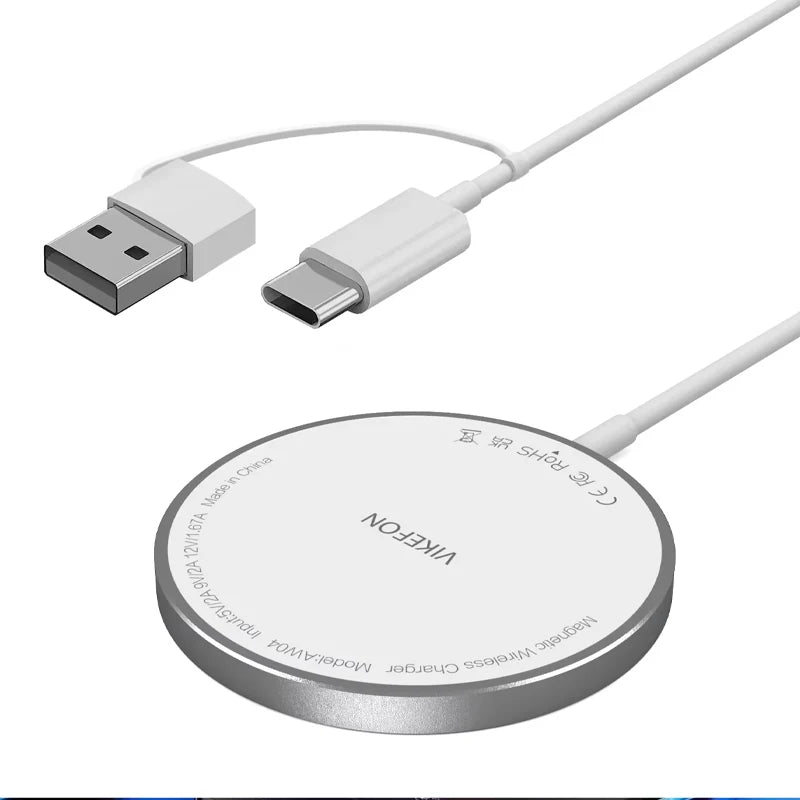VIKEFON Magnetic Wireless Charger Pad USB Type C PD For Magsafe iPhone 17 16 15 14 13 12 Pro Max Fast Charging Dock Chargers
