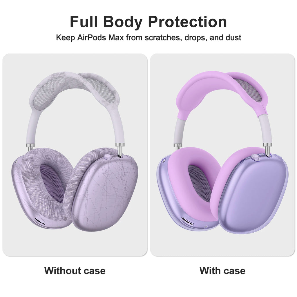 4 in 1 Clear Silicone TPU Case For AirPods Max Shockproof Ear Pad Ear Cups Headband Cover Ear Cushion/Ear Muff Protector