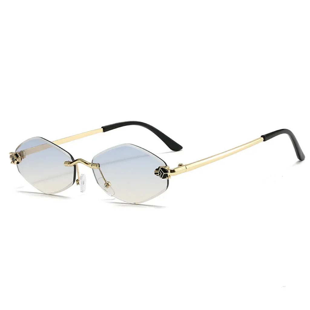 New Rimless Cut Edge Sunglasses Woman Diamond Personalized Sunglasses UV Protection Small Frame Vintage Metal Shades Eyewear