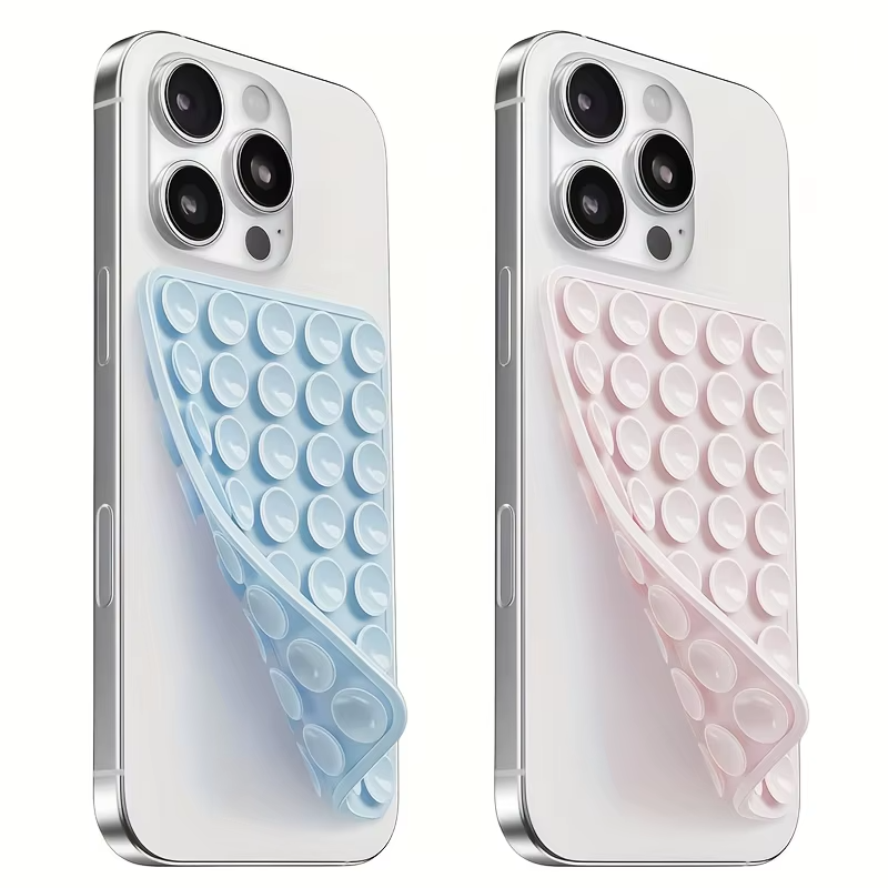2pcs Double-Sided Silicone Suction Cup Phone Stand for Iphone Android Adjustable Angle for Makeup Fitness Yoga Binge-Watching