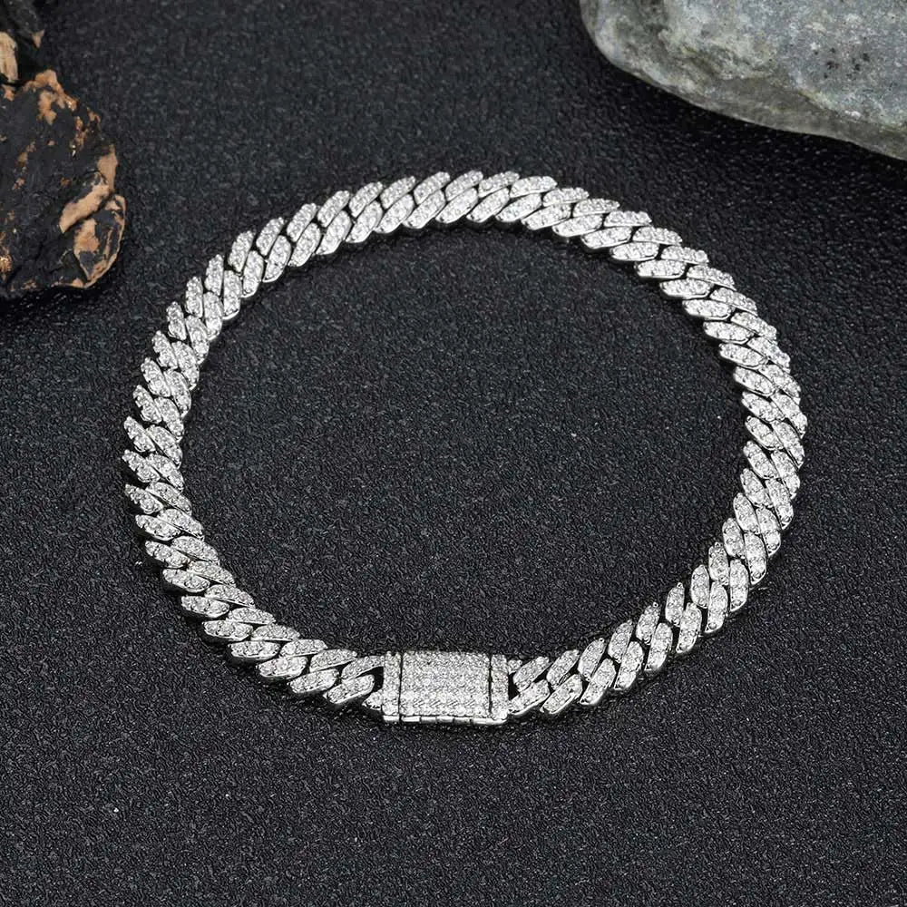 6mm Cuban Chain Women Bracelet Real Gold Plated Hip Hop Rock Street Jewelry Iced Out Cuban Bracelet Charms Birthday Gift
