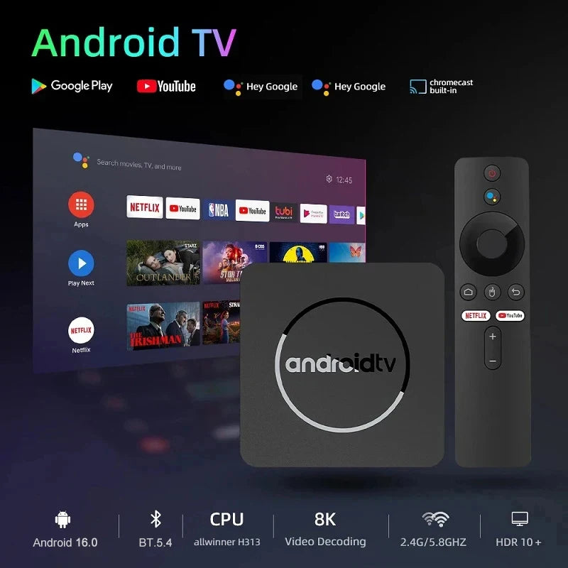 Android16 TV Box Q10 Allwinner H313 Supports 2.4G&5G Dual Wifi 8K 64G 128G Rom Set Top Box Media Player TV Box Voice Set Top Box