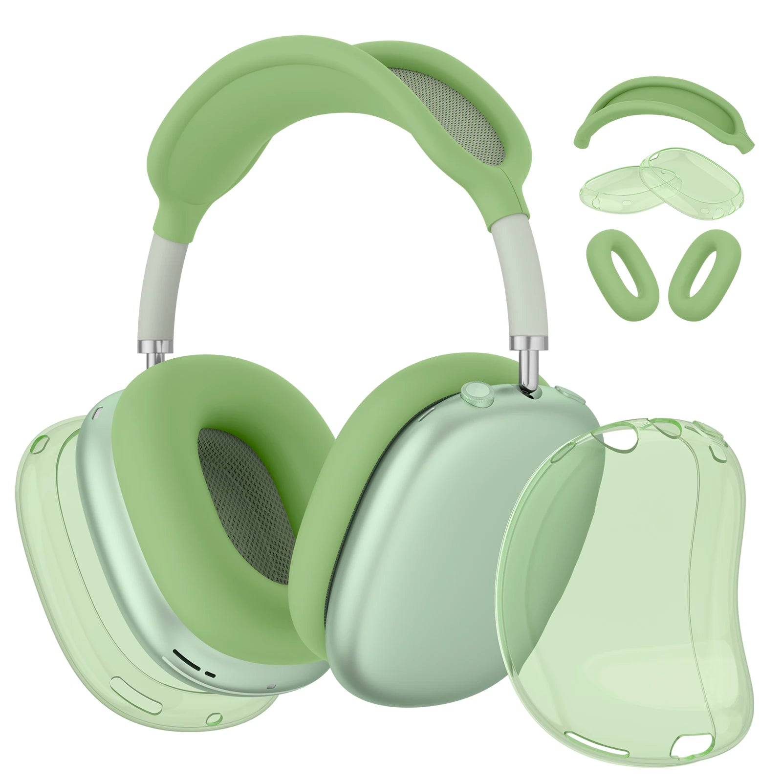 4 in 1 Clear Silicone TPU Case For AirPods Max Shockproof Ear Pad Ear Cups Headband Cover Ear Cushion/Ear Muff Protector