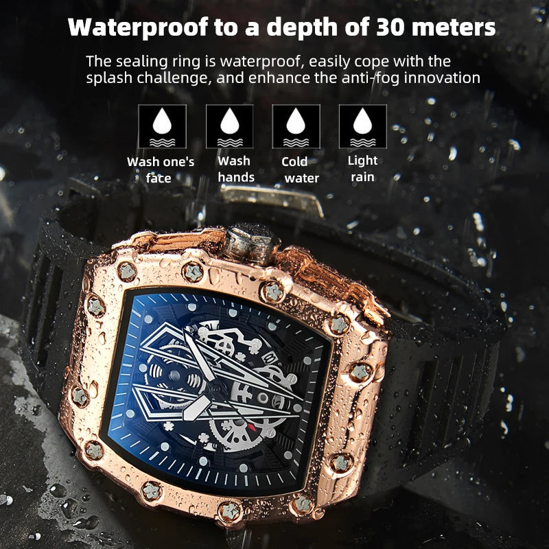 WLISTH Men Skeleton Dial Sport Watches Men Fashion Style Top Brand Luxury Silica Gel Strap Waterproof Quartz Watch Montre Homme