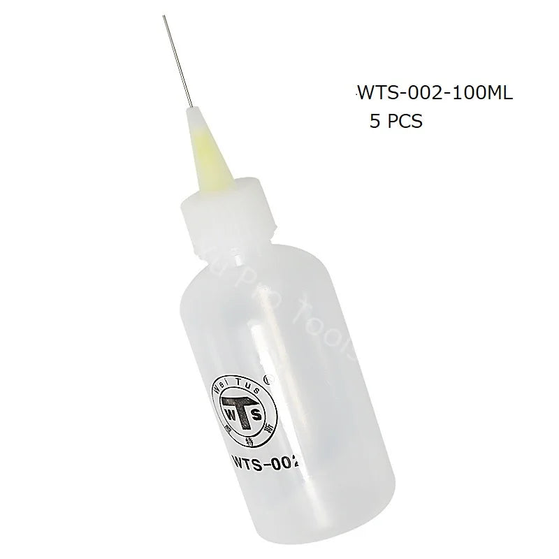 WTS-001 50ml Needle Tip Plastic Rosin Bottle Cleaning Liquid Flux Alcohol Oil Dispenser Plastic Hand Bottle Cleaner DIY Repair