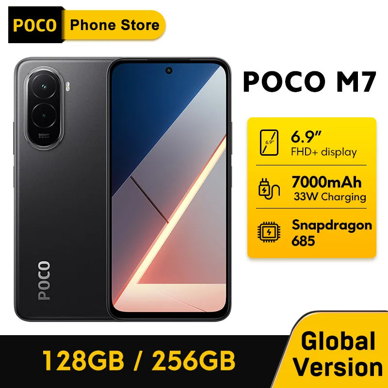 POCO M7 Global Version Smartphone 128GB/256GB Snapdragon® 685 7000mAh battery Immersive 6.9" FHD+ Display 33W Charging 50MP NFC