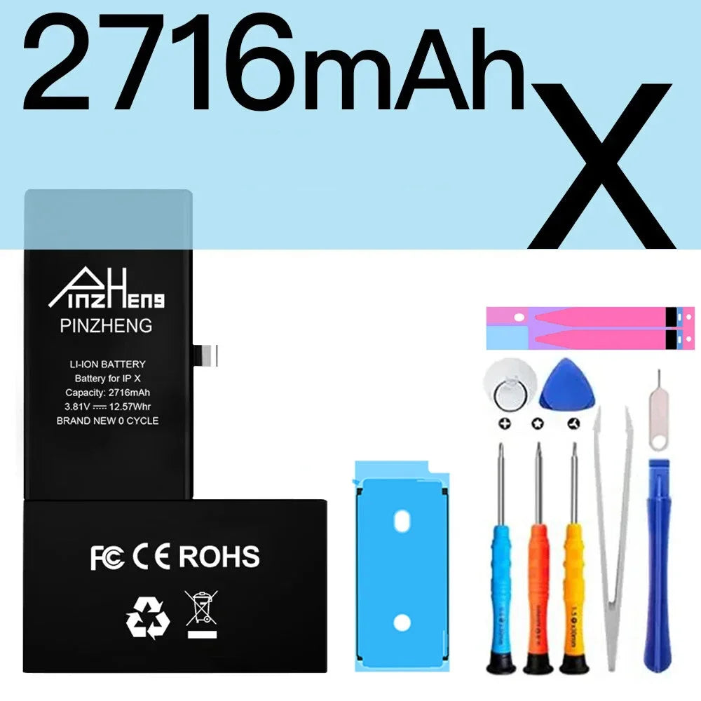 PINZHENG Real High Capacity Battery For iPhone 5S SE 6 6S 7 8 Plus X Xr Xs Max Phone Replacement Bateria Warranty One Year