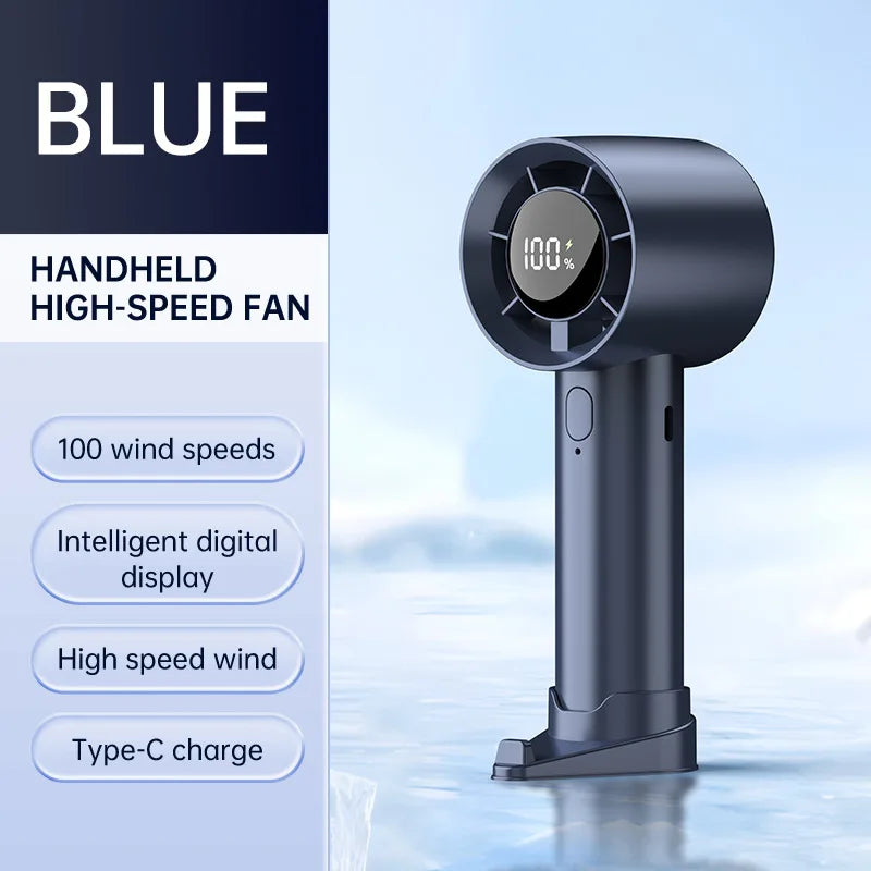 Lenovo Portable Ice Cooling Mini Handheld Fan 100 Speeds Powerful Fan High-speed USB Rechargeable Cooler with Phone Stand
