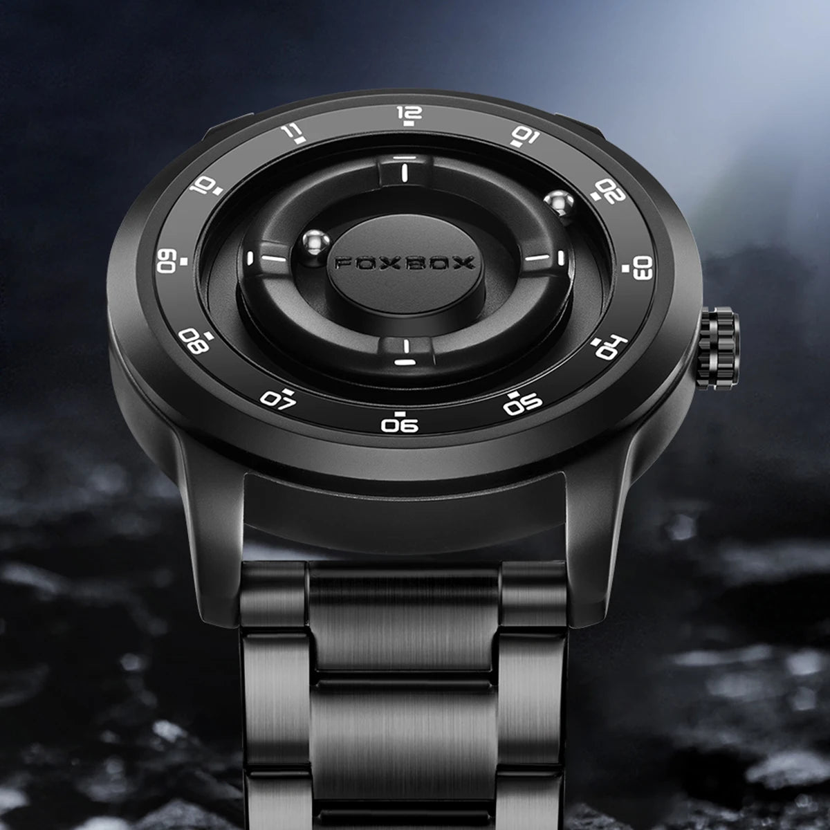 FOXBOX Watch Planet Design Fashion Floating Magnetic Pointer Free Ball Bearing Creative Simple Waterproof Quartz Watch for Men
