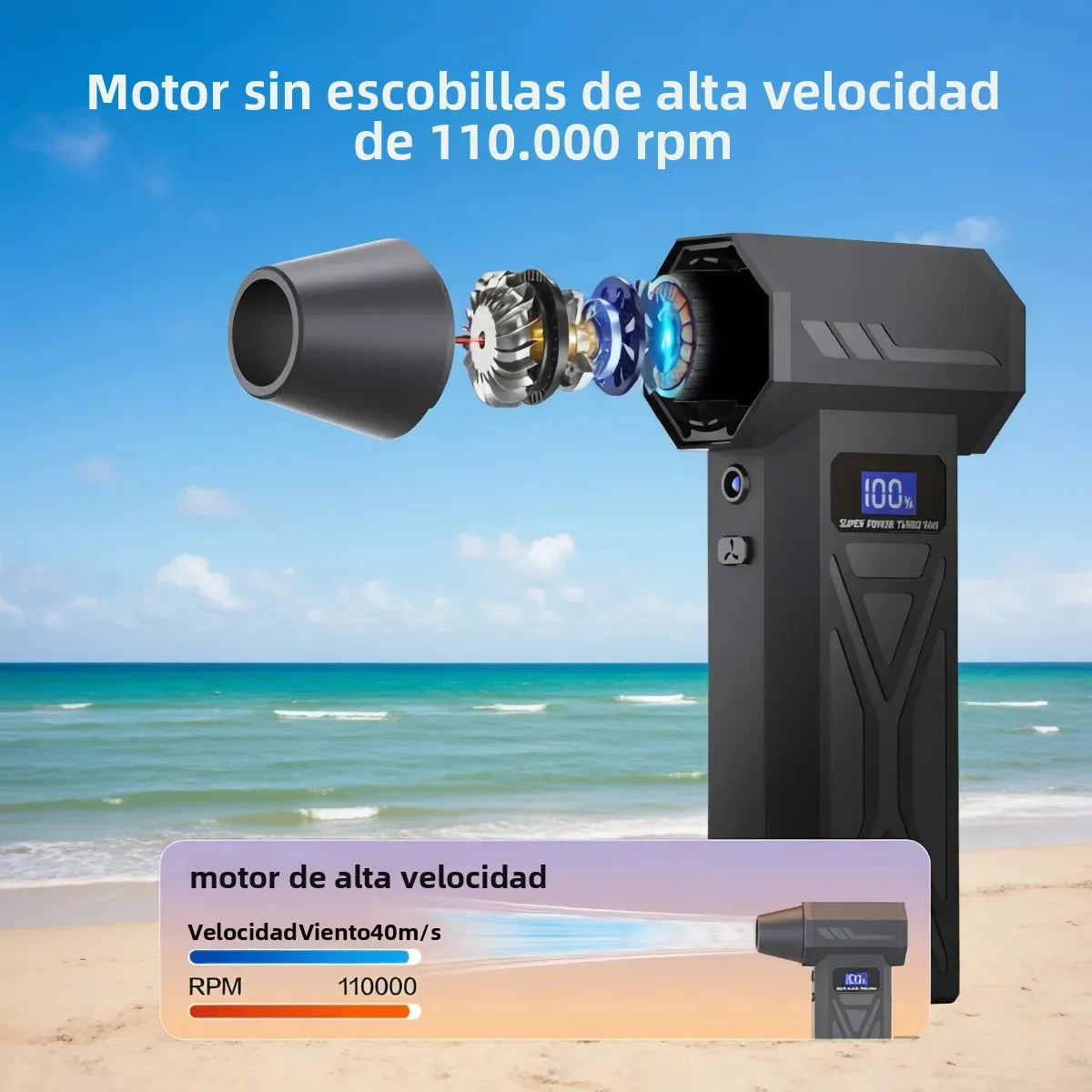 Powerful Air Blower 110000Rpm 4 Gear Adjustable Turbo Jet Blower With Led Light Battery Display Cordless Compressed Air Duster