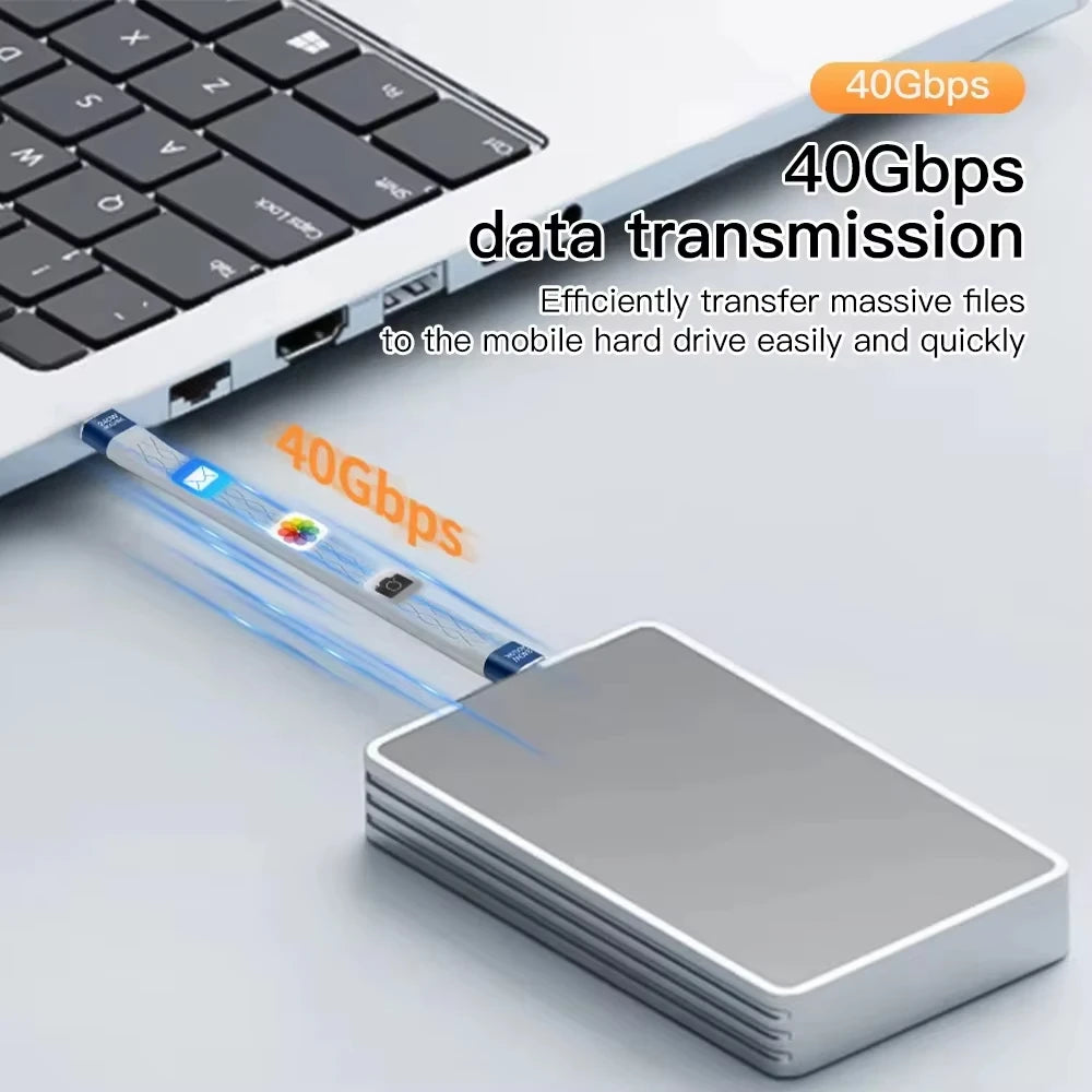 USB-C to USB-C 240W Short Cable Fast Charging Type-C Cord 40Gbps Data Transfer 8K Flat Slim FPC Data Charge Extension Cable ﻿