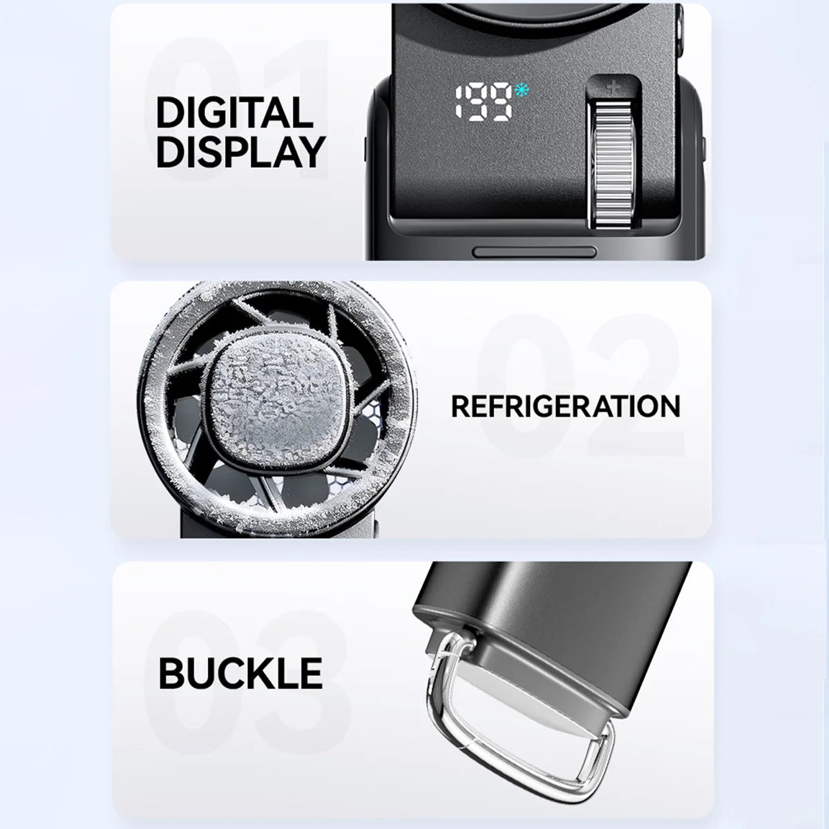 Mi Handheld Mini Fan 9000mAh with LCD Display 199-Speed Adjustment USB Rechargeable Outdoor Turbine Fan LED lights