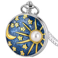 Vintage Bronze Steampunk Copper Cutout Gear Quartz Pocket Watch Necklace Pendant Clock Chain Men Women Chain Gift